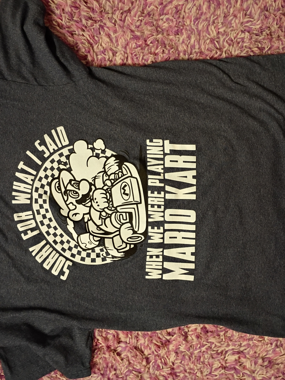 Graphic Mario Kart Tee in Charcoal and White